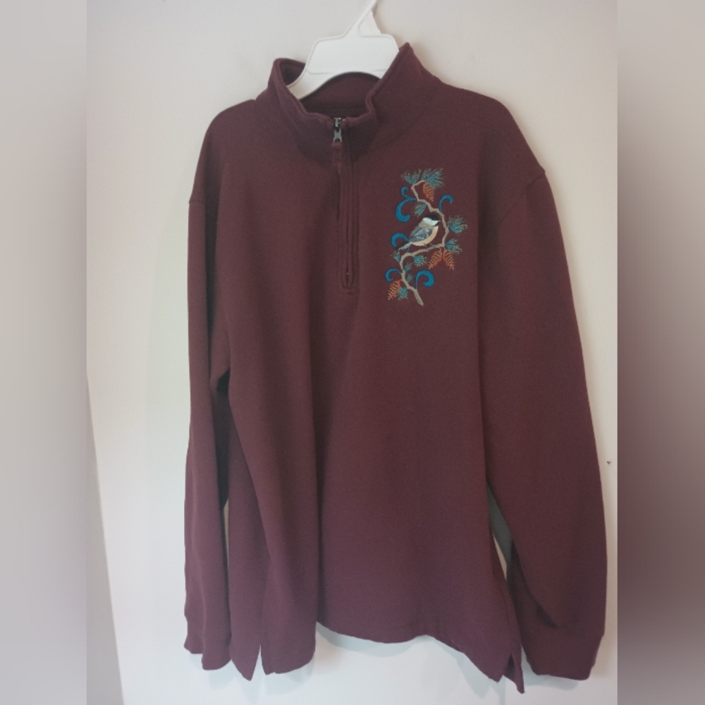 Men's Quarter-Zip Embroidered Sweater - Maroon